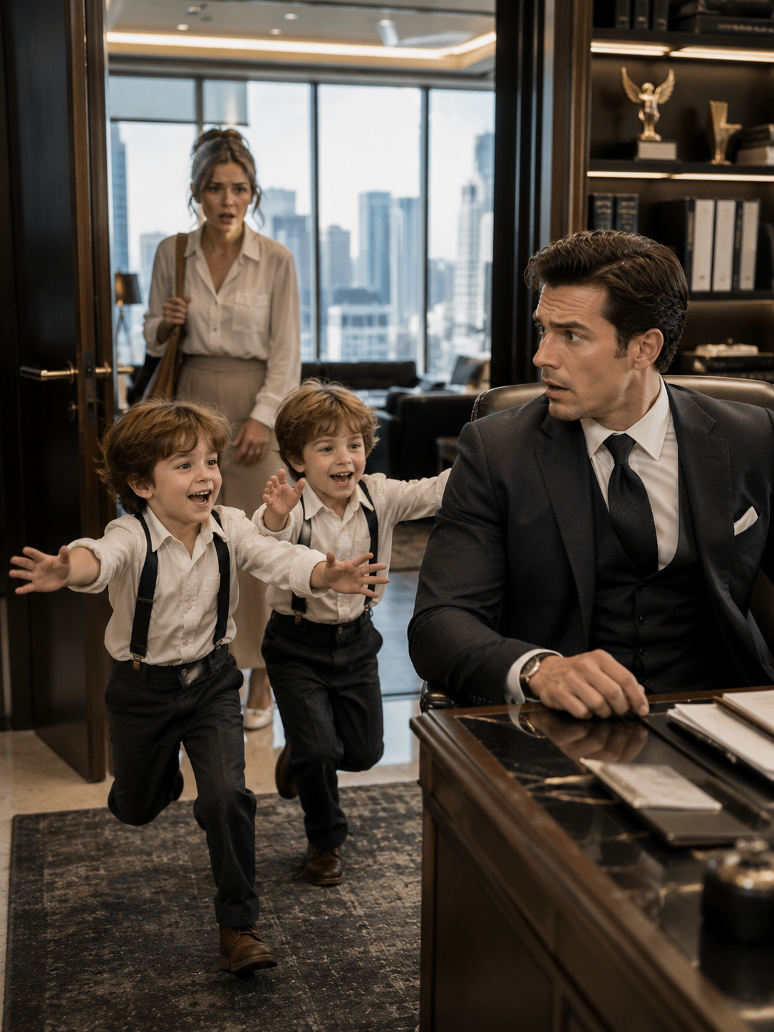 The Billionaire Was Told He’d Never Have Children—Then Two Little Boys Burst Into His Office Crying, “Daddy!”