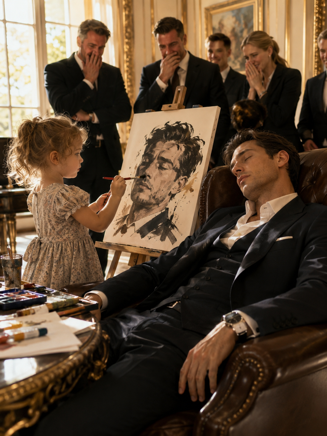 A Three-Year-Old Painted the Billionaire’s Face While He Slept, and What He Asked Her to Draw Next Made His Whole Staff Cry