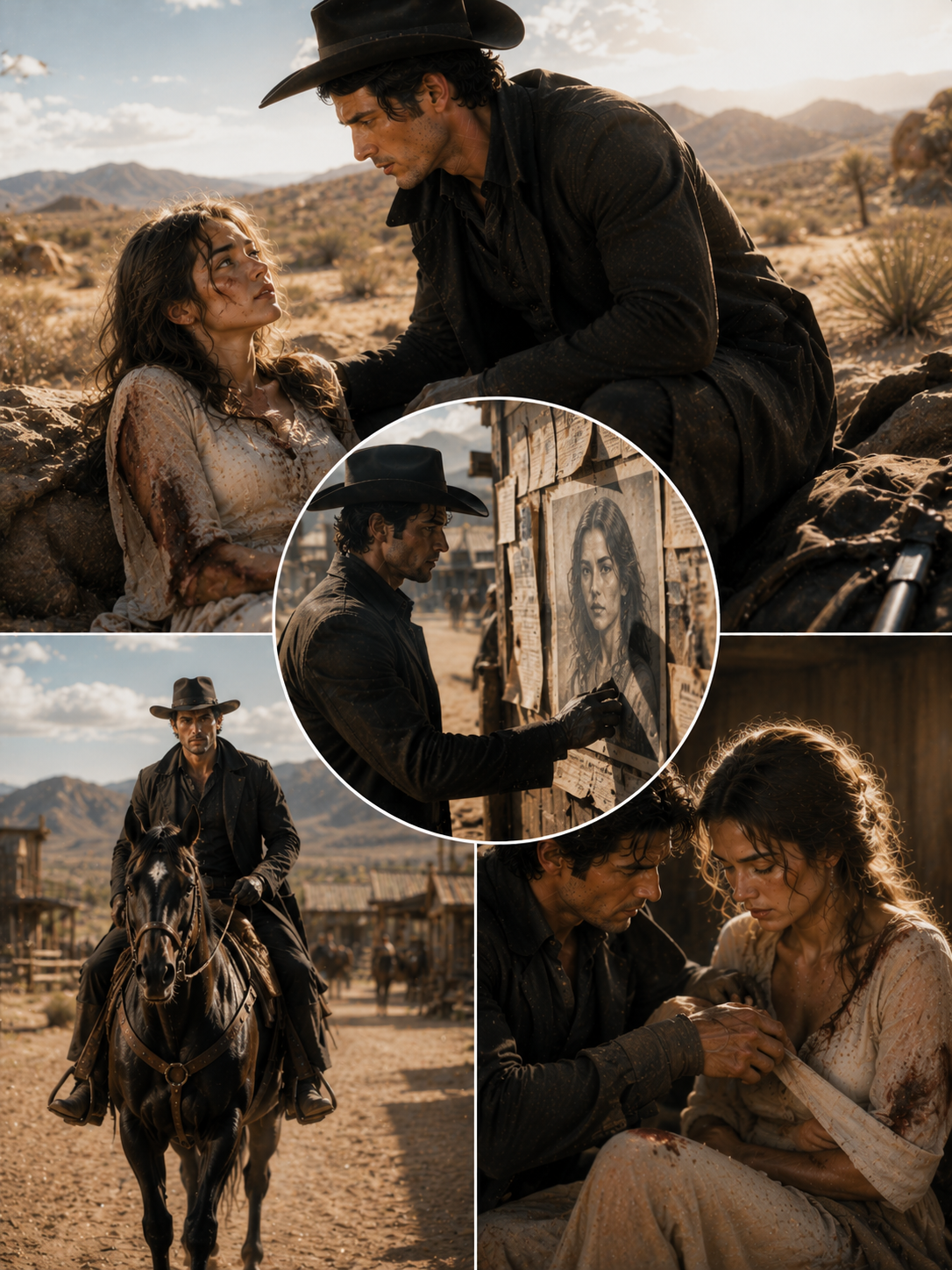 A Stranger Pulled Her Out of the Desert With Broken Ribs and a Name She Wouldn’t Give — Then He Rode to Town, Found Her Face on a Murder Poster, and Came Back Anyway
