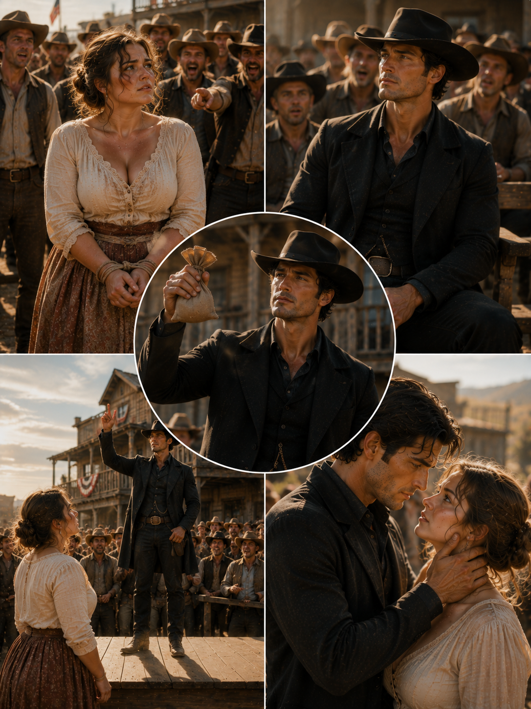 “Ain’t No Man Wants a Woman Who Eats More Than She Cooks,” They Jeered at the Auction — Then Caleb Harper Paid Five Hundred Dollars and Said, “She’s Worth More Than Gold to Me”