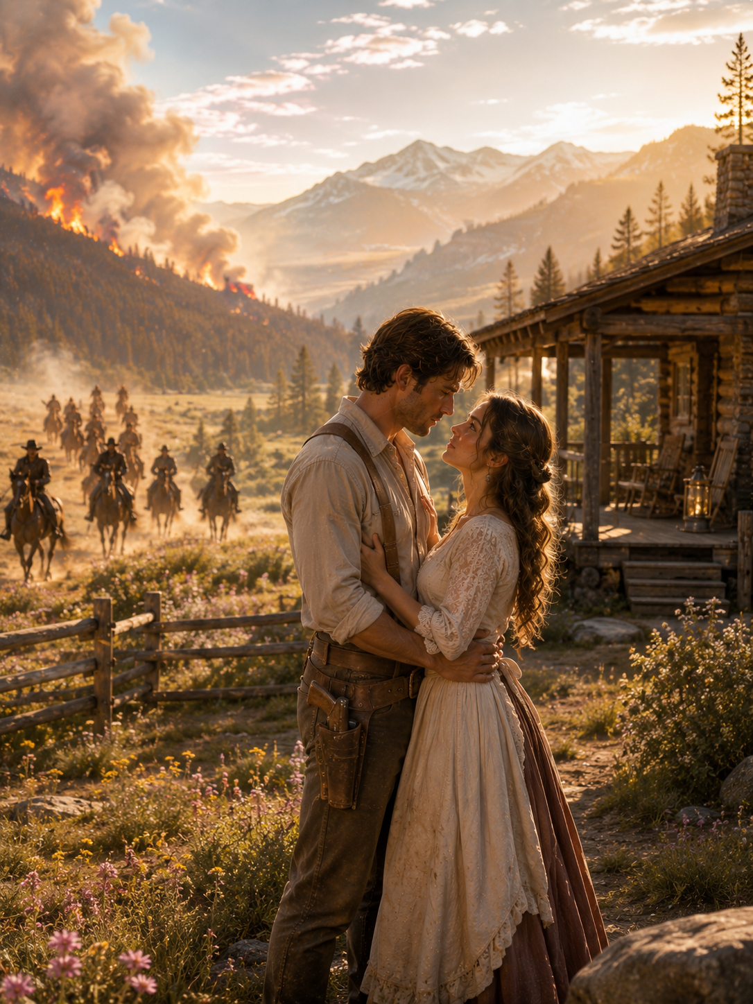 He Went to the Mountain to Forget the World. The World Sent Five Riders, Then Twenty, Then Fire — and the Woman Who Survived All of It With Him Built a Home on the Same Ground Where They Nearly Died.